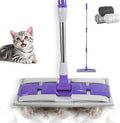 Electrostatic Pet Hair Clip-On Mop,One Swipe Captures All Pet Hair & Dust-2 Reusable Pet Hair Removal Cloths+1 Fiber Cleaning Cloth,57-Inch Adjustable Handle,Suitable for Large Home Areas&Under Sofas