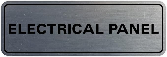 All Quality Standard Electrical Panel Wall or Door Sign - Durable Material | Clear and Functional Sign | Easy Installation‌ - Silver - Large (2 Pack)