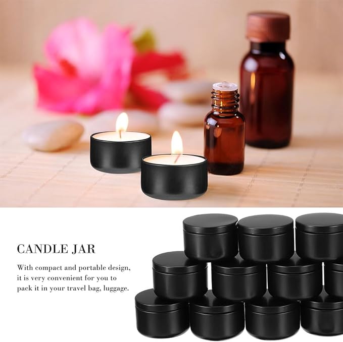 ARTIBETTER 24Pcs 2Oz Candle Tins with Lids Aluminum Mini Round Candle Containers for Diy Making Travel Storage and Party Favors