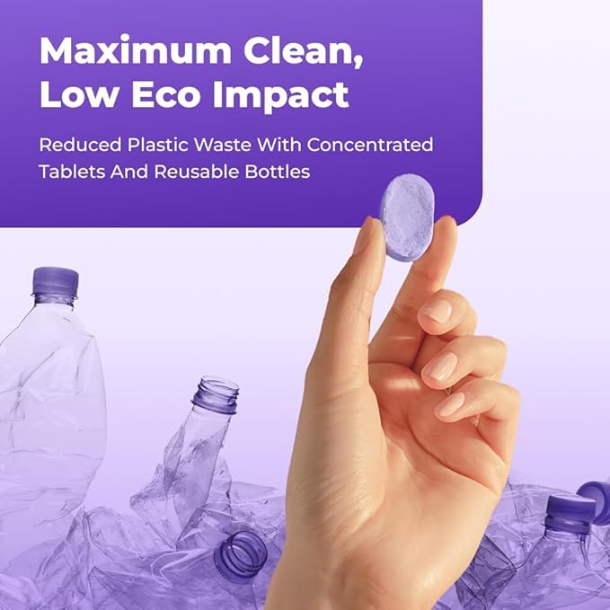 The All-In-One Multi Purpose Cleaning System - Cleaning Spray for Instant Stain Removal, With Concentrated Cleaning Tablets, for Home, Kitchen, Bathroom & More (1 Bottle+18 Pcs)