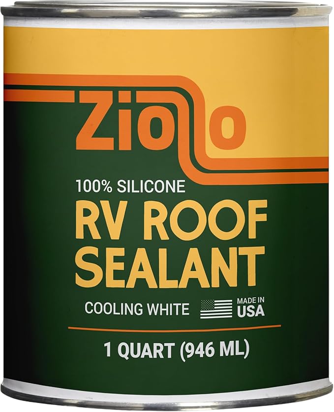 Ziollo RV Roof Sealant - Leak Repair 100% Silicone Liquid Rubber - Premium Waterproof Coating for Campers, Pop Up, Motorhomes, and Travel Trailers - Easy DIY Application - White 1 Quart