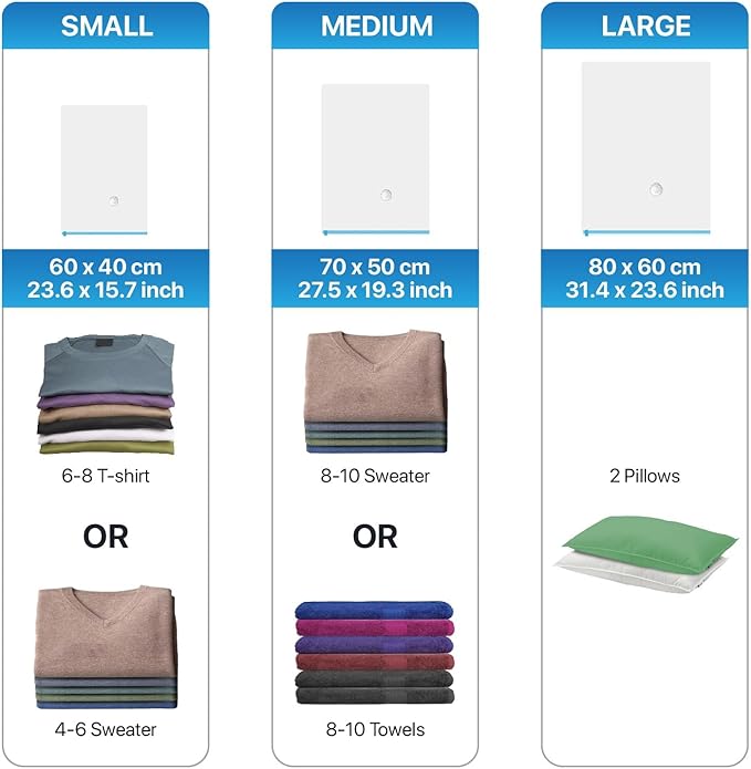 300NY Vacuum Storage Bags, 30 Pack + 1 Electric Air Pump (5 Super Jumbo, 5 Jumbo, 5 Extra Large, 5 Large, 5 Medium, 5 Small) Perfect for Compression and Space for Travel