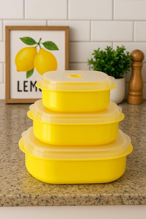 Reston Lloyd Nesting Microwave Containers, Set of 3, Adjustable Steam Vents, Airtight, Meal Prep, Durable BPA-Free Plastic- Freezer & Dishwasher Safe, Cookware & Food Storage, Anyday Cookware, Gray