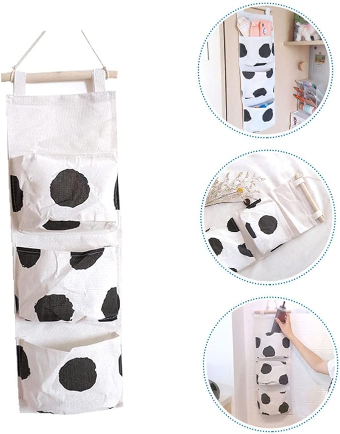 GLEAVI 3pcs Multipurpose Wall-Side Hanging Bag Soft Sundries Organizer for Dorm Room Bedside and Office Neatly Sewn Easy to Clean and Space-Saving Storage