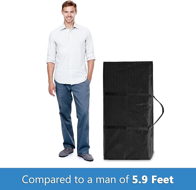 Elsjoy 2 Pack 66 Gallon Extra Large Moving Bags, 45 x 16 x 22 Inch Black XXL Storage Bags with Zippers & Handles, 250L Heavy Duty Over-Sized Storage Tote for Traveling, Moving, Camping
