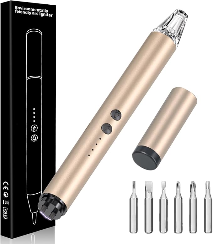 MEIRUBY Lighter Electric Candle Lighter with LED, Stocking Stuffers for Adults Women Men Wife Nana, Long Electronic Rechargeable USB Arc Lighters for Candle Camping BBQ, Gift for Women Men Mom Wife
