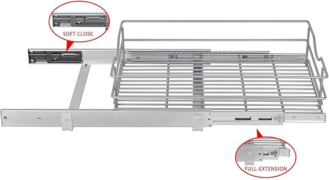 Pull Out Cabinet Organizer, (17½"W x 20" D), Soft Close Pull Out Cabient Drawer, Slide Out Drawer for Kitchen Base Cabinet, Pot and Pan Organization, Pantry Organizers