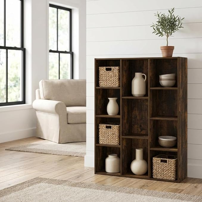 Furnifact Amber Pine Bookcase Elegant Storage Solution with Durable Wood Construction, Spacious Shelving for Living Room, Office, or Bedroom