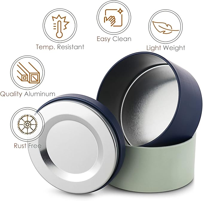 Hearth & Harbor Tin Candle Jars for Making Candles - DIY Candle Containers with Lids - Metal Candle Jars - Bulk Tins Storage for Candle - (12 Pieces) - (8 Ounces) - Solid Navy and Sage