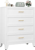 Ckzbx Metal Dresser Tall White Dresser for Bedroom Chest,43.11" H Drawer Chest, Closet Dressers & Chests of Drawers for Living Room, Hallway (4 Drawers)