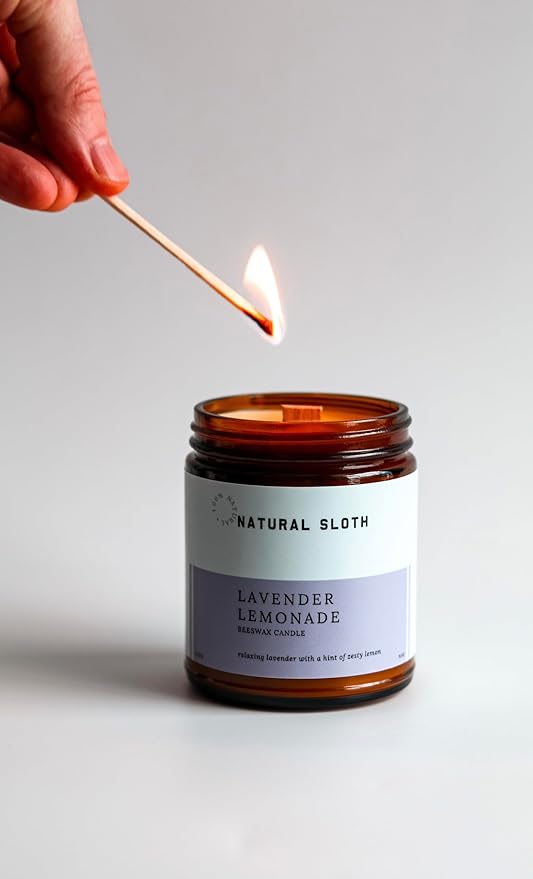 Lavender Lemonade Beeswax Candle – 9 oz, Pure Essential Oils, Non-Toxic, Made Safe® Certified, Wooden Wick, Clean Burning.