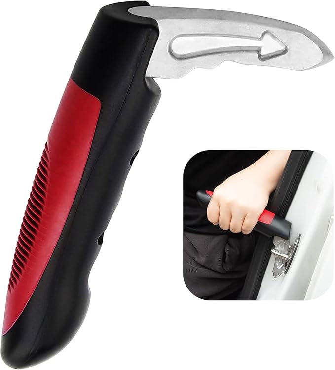 Car Handle Assist for Elderly, Door Handles for Automotive, Multifunctional Car Handle Assist, Handicapped Elderly Assistant Support Bar, Red with Strap