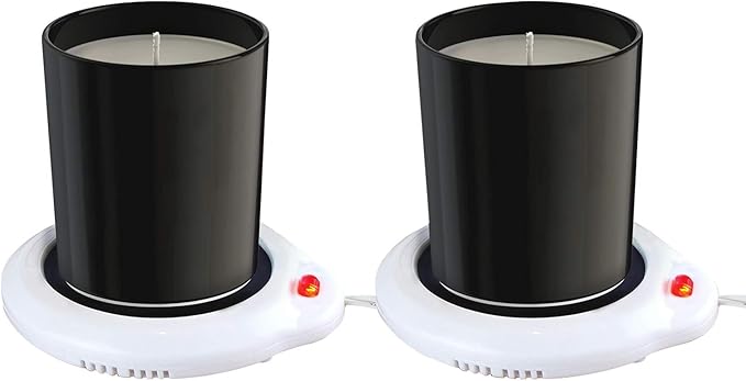 Eutuxia Candle Warmer for Home & Office, Set of 2, Great for Warming Up Cups, Coffee Mugs & Beverages on Desks Tables & Countertops. Electric Heated Plate Warms Quickly, Enjoy Hot Drinks on Cold Days