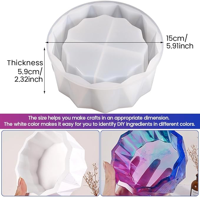 Silicone Planter Mold, 5.9'' for Succulent Pot, Round Silicone Molds for Casting Resin, Plaster, Concrete Cement, DIY Jewelry, Makeup Storage Container, Flower Cement Molds