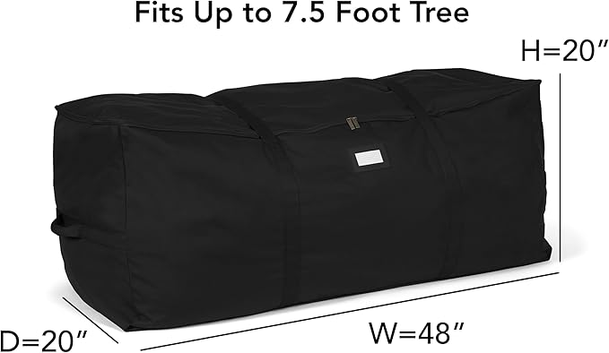 Covermates Keepsakes Christmas Tree Cinch Bag – Durable Polyester Tree Storage with Reinforced Handles & Built-In Cinch Straps – Trees, Lights & Holiday Décor, Black
