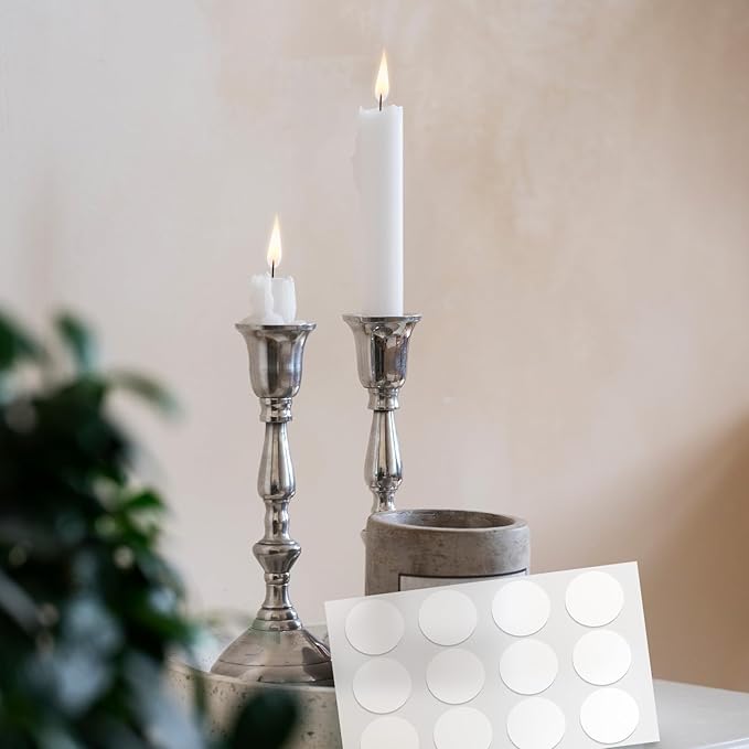 Candle Adhesive, 72Pcs Stay Put Candle Grips Taper White Taper Candles Holders Adhesive candl Grips Sticky Dots Tapers Candles Small Accessories for Holders Inserts