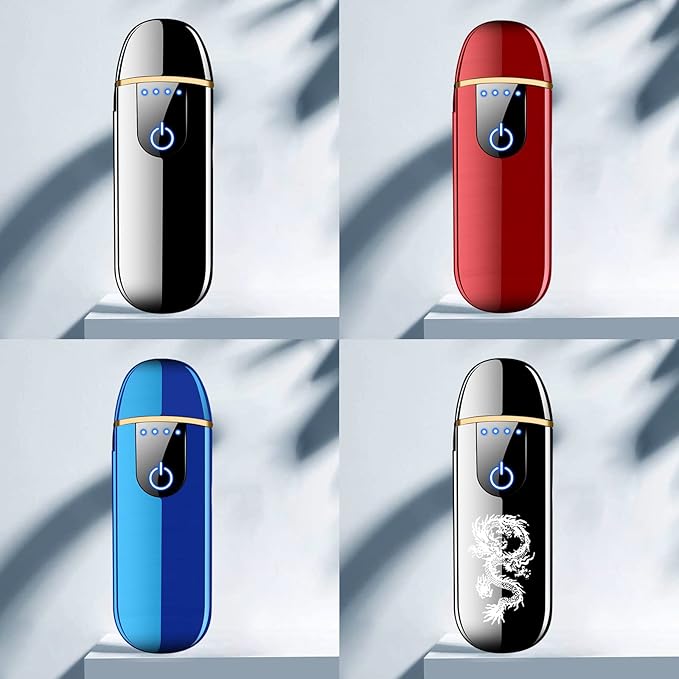 Electric Lighter, Smart USB Rechargeable, Mini Touch Ignition Windproof Flameless Plasma Lighter with Battery Indicator for Men Father Gifts (Dragon)