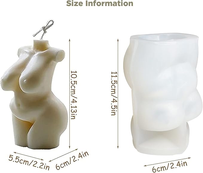 Human Body Silicone Resin Mold for Candles, Chocolate, Soap - Sexy Woman Curvy Figure 3D Moulds, Naked Fat Females Clay Mould for Resin Pendant Plaster Carving