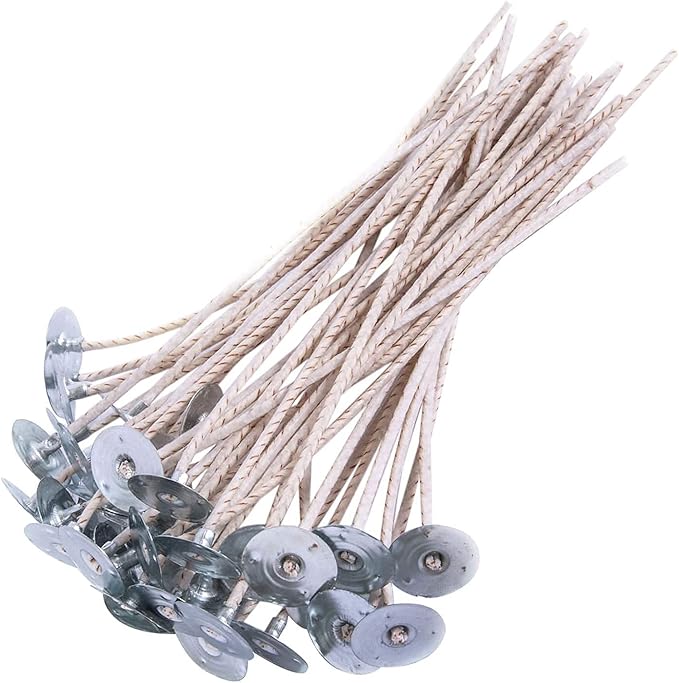 100pcs ECO12 Wicks for Soy Candles, 8 inch Pre-Waxed Candle Wick for Candle Making,Thick Candle Wick with Base
