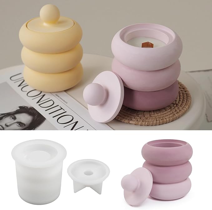 1 Pc Exquisite Resin Mold with Lid Silicone Mold for Epoxy Casting Concrete DIY Art Crafts Kits Candy Jewelry Storage Boxes Scented Candles Candlesticks Home Decorations Gifts Crafts