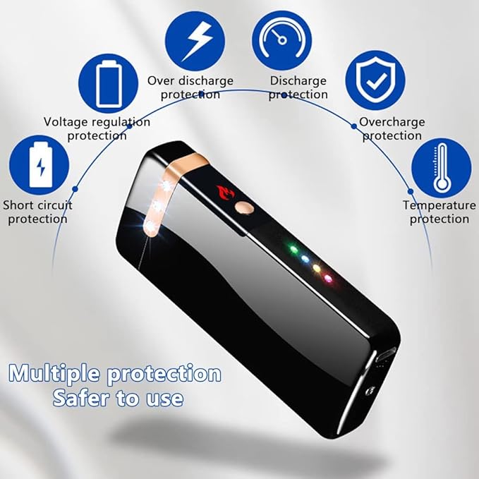 GADATOP Flame Arc Plasma Lighter,Electric Lighters, USB Rechargeable Electric Lighters Windproof Waterproof Lighter with LED Battery Indicator (Black)