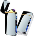 T3-Silver Ice Smart Electric Lighter - USB Rechargeable, Windproof, Flameless, Lightweight Plasma Lighter for Fire, BBQs, Fireworks, Candle, Camping - Outdoors Indoors
