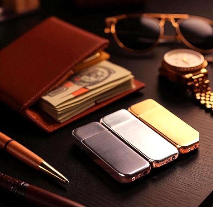 NIVEK Slim Compact Lighter, Ultra Thin, Small Portable, Soft Flame Refillable for Men Women (Silver)