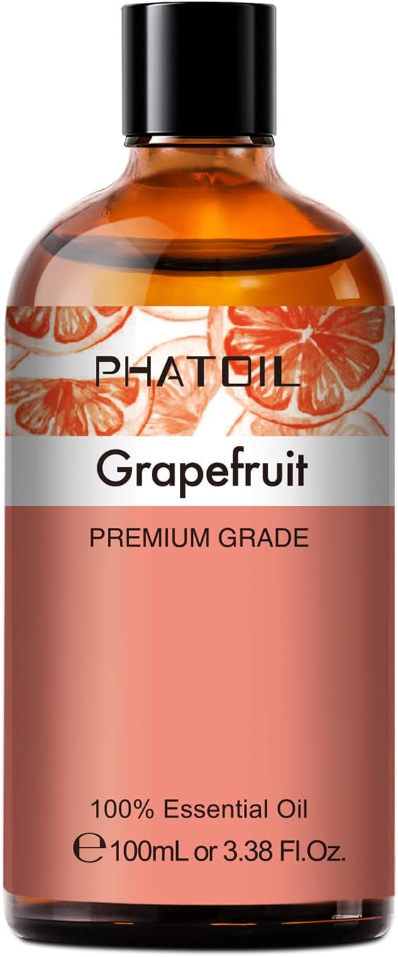PHATOIL 3.38FL.OZ Grapefruit Essential Oil with Glass Dropper, for Aromatherapy Diffusers, Humidifiers, Great for DIY Candle and Soap Making, Huge 100ML Bottle