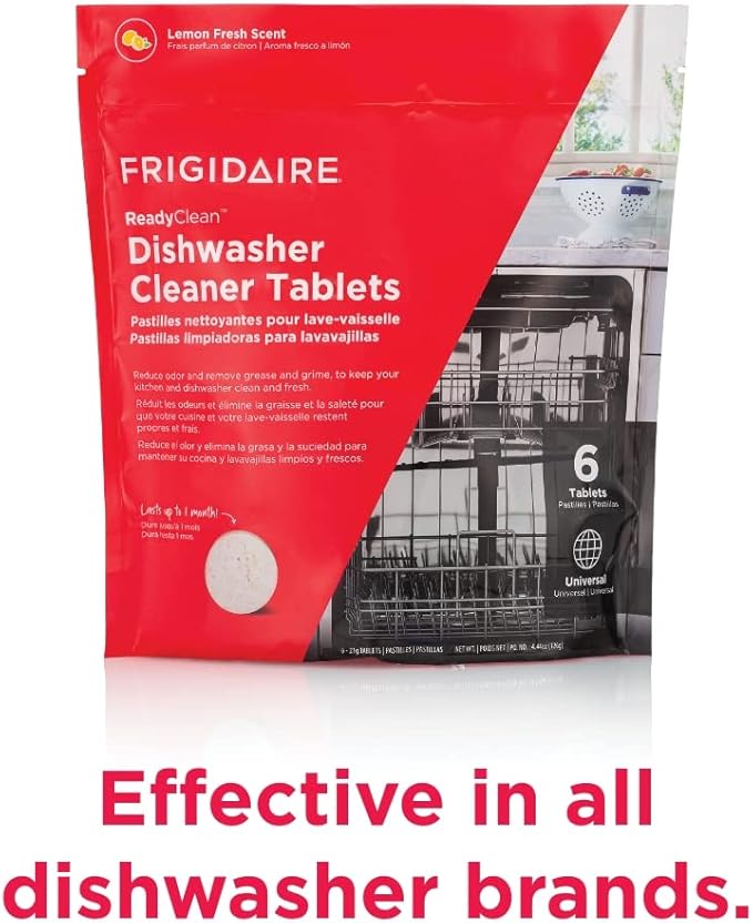Frigidaire ReadyClean Probiotic Dishwasher Cleaner 6 Tablets, White, 6 Count