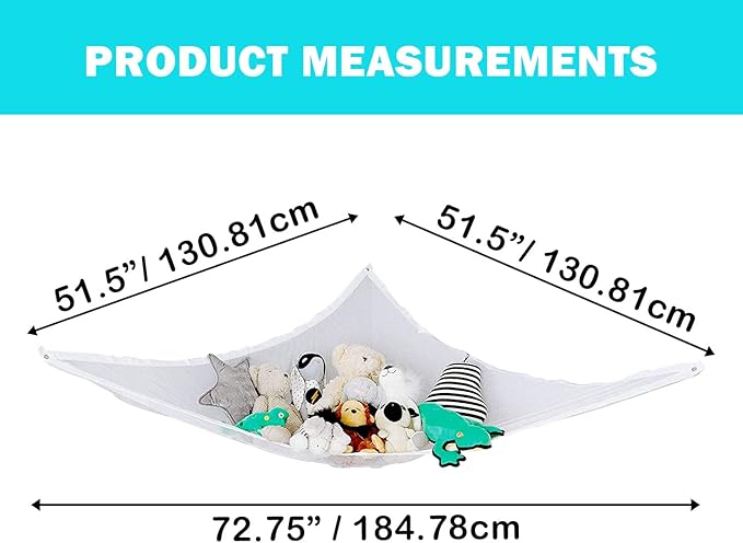 Little Chicks Plush Stuffed Animal Net Hammock -Corner Organizer and Toy Holder - Extra Large Hanging Storage for Kids Bedroom (Pack of 2)