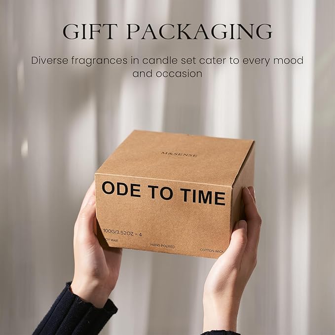 M&SENSE 4 Pack Christmas Candle Gift Set, Aromatherapy Candle Gift for Men and Women, Soy Wax Candles Home Scented, Long Lasting Amber Jar Xmas Candles for Christmas, Thanksgiving, Holiday