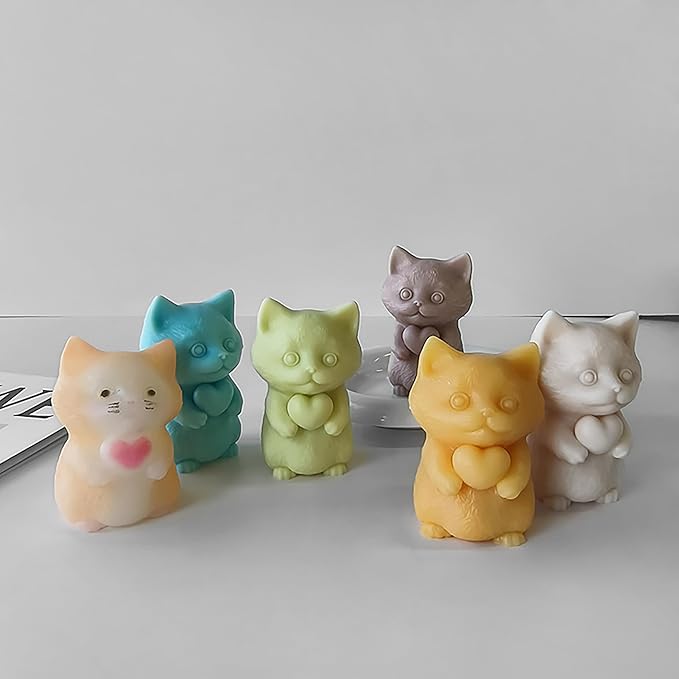 Cat Soap Mold for Animal Candle Making - 3D Silicone Mold for Home Decor Casting