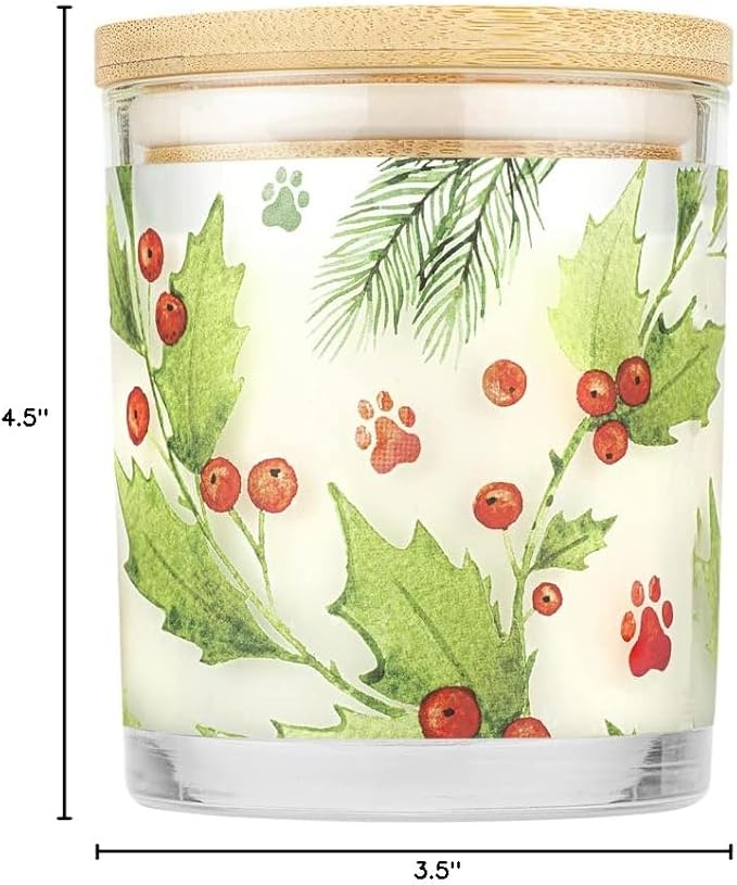 One Fur All Pet House Candle 2 Pack - Plant-Based/Soy- Clean Burning Scented, Long Lasting Pet Odor Candle for Home - Hollyberry