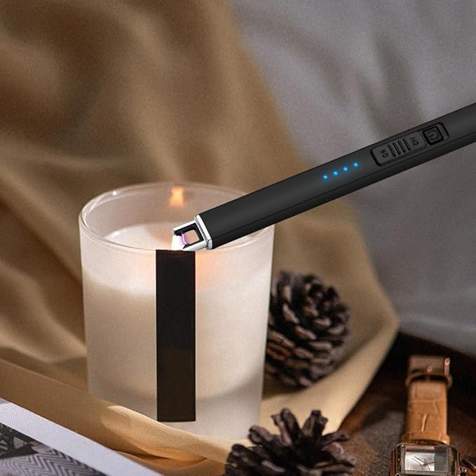ARECTECH Electric Candle Lighter with Type-C Cable Birthday Gift for Man Women Wife Rechargeable Plasma Arc Lighters for Candle Camping Kitchen Stove Black 2 Pack