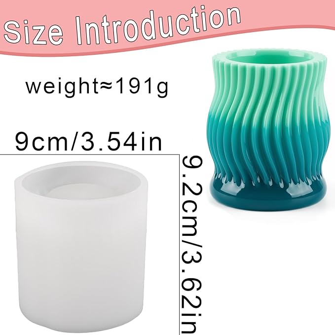 1Pc Handmade Storage Cylinder Resin Mold 3D Plaster Cup Shape Candle Jar Silicone Mold for Epoxy Resin Casting DIY Bottle Jewelry Trinket Container Candle Holder Flower Pot Crafts Home Decor