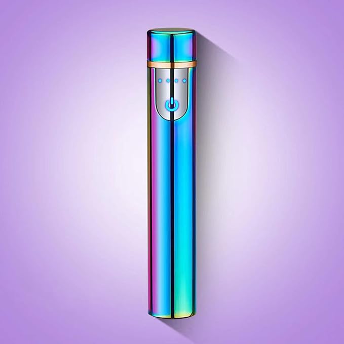 Upgrade Smart Fingerprint Ignition Electric Lighter - USB Rechargeable, Windproof, Flameless, Mini Cylindrical, Indoor/Outdoor, Ice Color