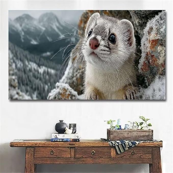 Paint by Numbers Kit for Adults Animal Painting by Numbers Snow DIY Kits for Adults Canvas Oil Painting Crafts, Hobbies for Women Beginner for Home Wall Decor Art Gifts Without Frame 28x56 Inch Y-V216