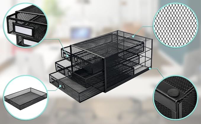 EXERZ Paper Sorter 3 Tier Drawers A4 / Multifunctional Desk Organiser/Letter Tray - Documents, Magazines, Notebooks and Letters