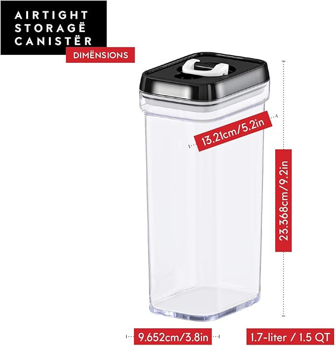 DWËLLZA KITCHEN Airtight Food Storage Containers Set - 10 PC Set - For Kitchen Pantry Organization and Storage - BPA-Free - Clear Plastic Dry Food Canisters with Improved Lids, Keeps Food Fresh.