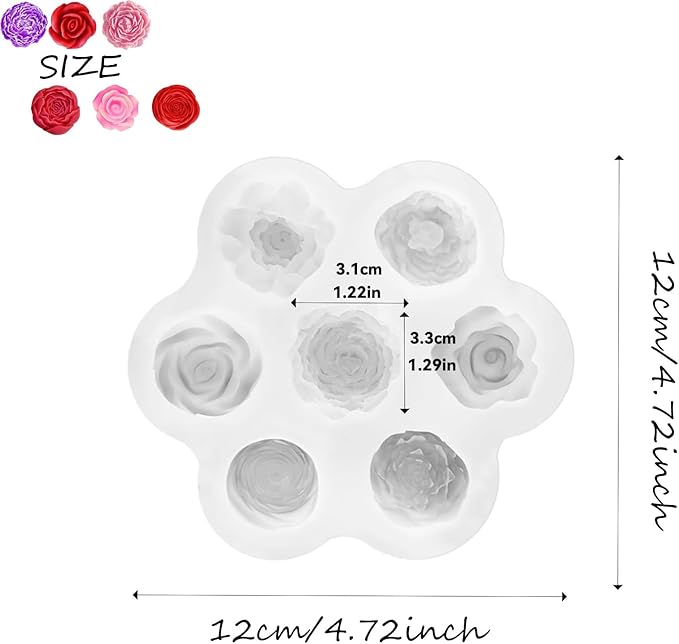 3D Flower Silicone Candle Molds Set 1 Piece for Candle Making, Soap, Resin, Chocolate, Candy, Cake Dessert, Concrete Art Crafts - DIY Mold Kit (Flowers)