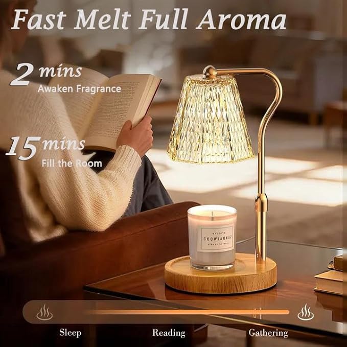 Candle Warmer Lamp with Timer Dimmable Mom Gifts, Adjustable Height Wax Warmer Lamp for Scented Candles Home Appliances White Elephant Gifts for Sister Friend (Ripple)