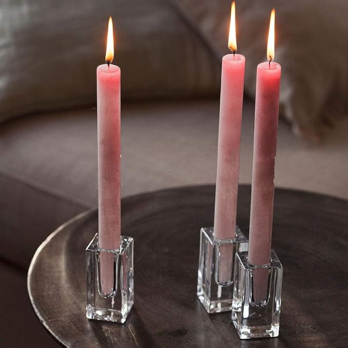 Spaas 12 x 12 Rustic Unscented Household Candles, Paraffin Wax Rose Blush, D 21 mm x H 250 mm