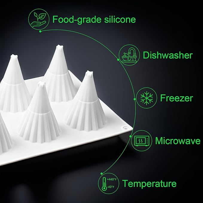 3D Christmas Tree Silicone Molds Large Christmas Molds Xmas Tree Pan Silicone Mold 8-Cavity Christmas Cake Mold for Mousse Cake Muffin Baking Jello Chocolate Ice Cube Soap Candle Lotion Bar Bath Bomb