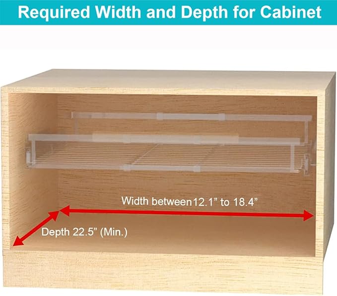 iPEGTOP Pull Out Cabinet Drawer Shelf Organizer, Extendable Sliding Slide Out Pantry Shelves Storage Heavy Duty for Kitchen Cabinets Under Sink, Adjustable Width 12.3~18.1" W x 22.5" D