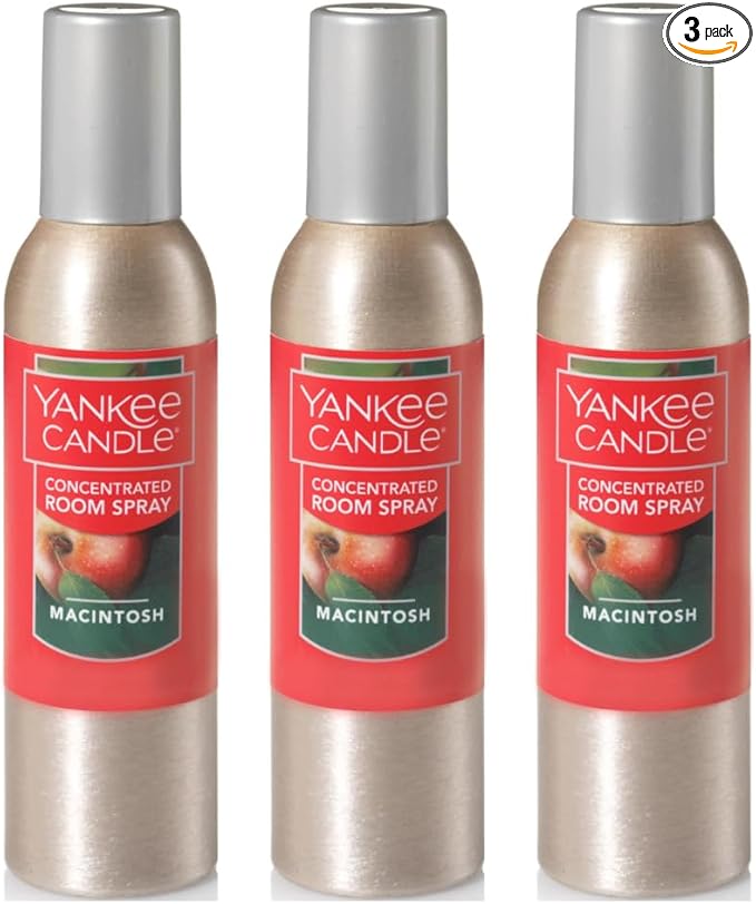 Yankee Candle Concentrated Air Freshener Room Spray, Odor Eliminator for Home, Bathroom, Macintosh, 1.5 Oz (Pack of 3