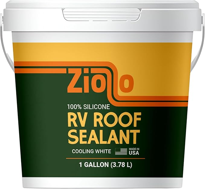 Ziollo RV Roof Sealant - Leak Repair 100% Silicone Liquid Rubber - Premium Waterproof Coating for Campers, Pop Up, Motorhomes, and Travel Trailers - Easy DIY Application - White 1 Gallon