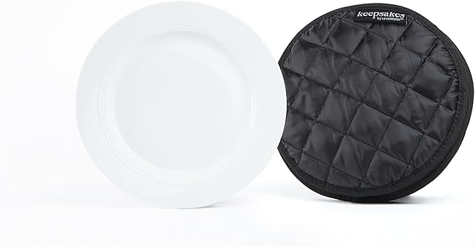 Covermates Keepsakes Quilted Dish Dividers – Set of Padded Plate Protectors for China & Dinnerware Storage, Scratch Protection, Machine Washable, Black