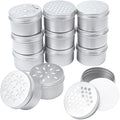 PH PandaHall 12pcs Aluminium Tins, 3 Style 4 Ounce Round Empty Metal Tins with Hollow Lids Refillable Spice Containers for Aromatherapy Air Freshener Candles Travel Storage, 2.7x1.6inch