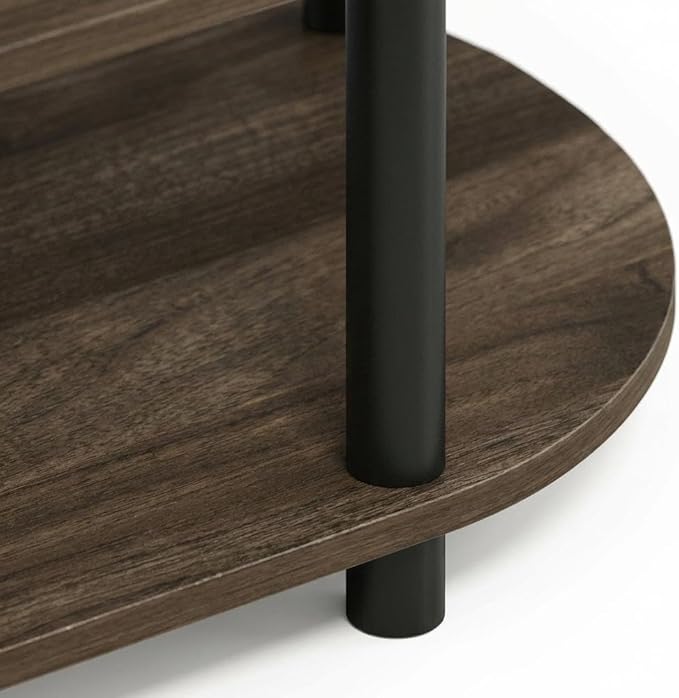 Furnifact Walnut/Black TV Stand, Modern Design, Easy Assembly, Durable Composite Wood and Plastic, for Living Room, Entertainment Center
