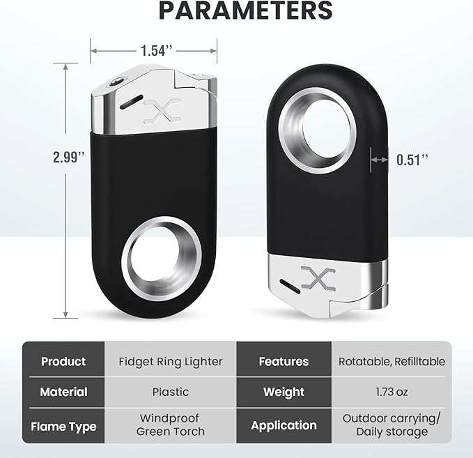Cool Butane Torch Lighter, Funny Keychain Lighters for Candle BBQ, Refillable&Adjustable EDC Pocket Lighter with Windproof Jet Flame, Unique Gifts for Men Women (Black)